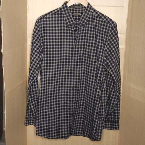 Eddie Bauer Mens Blue White Check Tall Long Sleeve Button Down LT - Picture 1 of 4